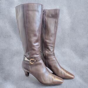 Vintage Y2K Chadwick’s Brown Leather Square Toe Knee High Boots Women’s 7.5